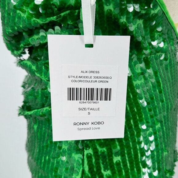 Ronny Kobo Alix‎ Green Sequined Halter Midi Gown New Small - Picture 14 of 16